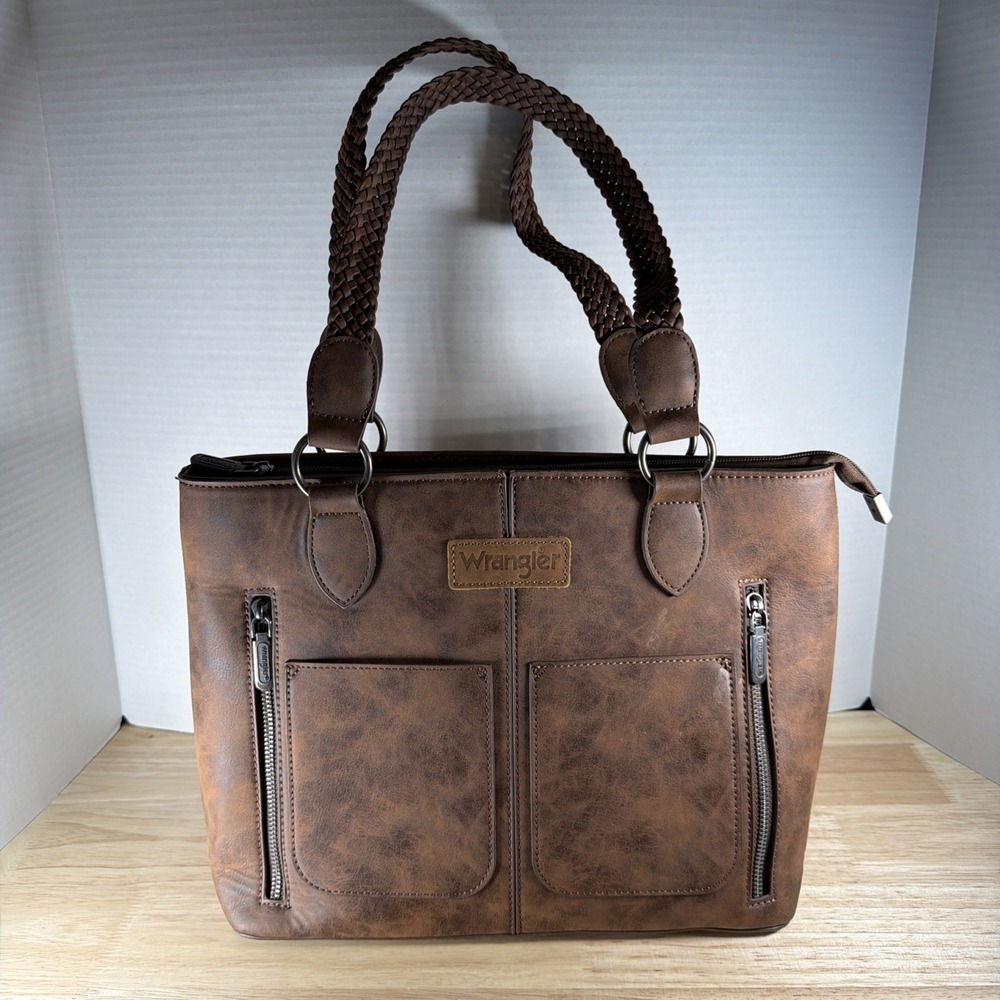 Wrangler Western Brown Tote Bag Shoulder Bag Faux Leather Concealed Carry
